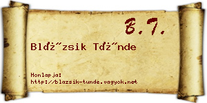 Blázsik Tünde névjegykártya